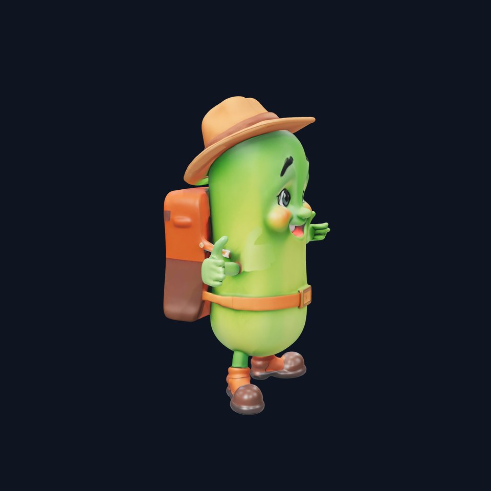 Adventurous Rigged and Animated Pickle Character Model for D Games